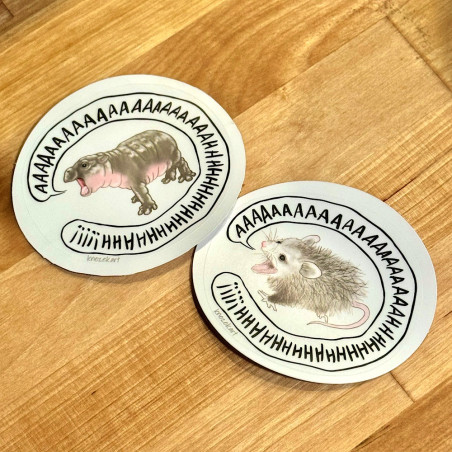 Screaming Baby Hippo & Possum Stickers