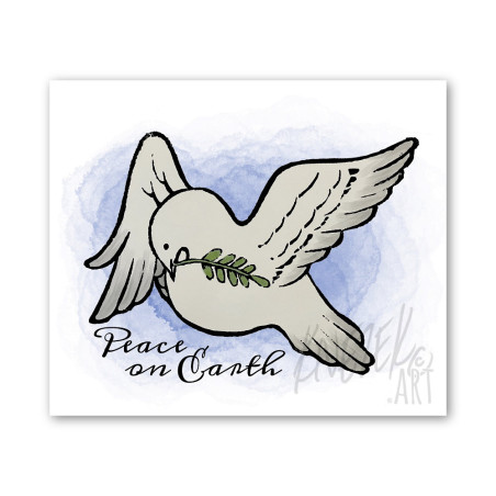 Block Print Peace on Earth Dove Card