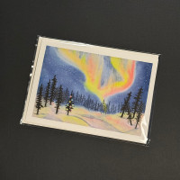 Aurora Borealis Watercolor Christmas Card